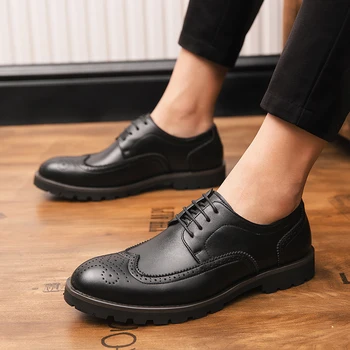 

2020 New Hot Sale Men Casualm Pointed Toe Genuine Leather Shoes For Offical Bussiness With Soft Comfortable Bottom Pattern Upper