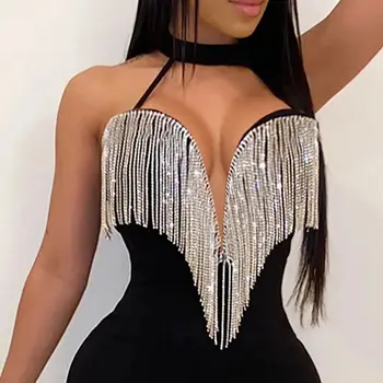 

Vintage Sequin Glitter Women Deep V-Neck Sexy Bodysuit Sleeveless Women Rompers Casual Bodycon Playsuit Club Party Dress