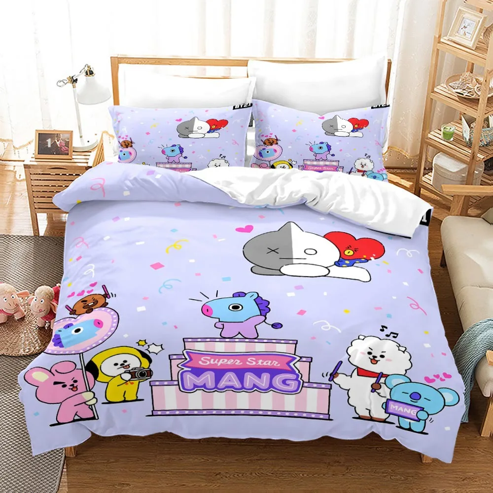 Kpop Bangtan Name BT21 Bedding Set Single Twin Full Queen King Size Bed