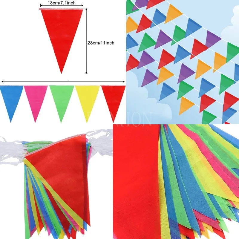 Carnival Bunting multi colour triangular fabric flags multi lengths 1st Class 