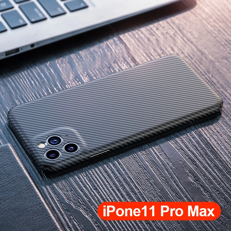 100% For iPhone 11ProMax 6.8&quot 3D Real Carbon Fiber Material 0.6mm Thin Slim Camera Lens Full Body Protective Case Cover | Мобильные