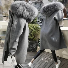Шерстяное пальто из искусственного меха большого размера, женская меховая куртка с длинным рукавом, женская верхняя одежда размера плюс, куртки, осенне-зимнее шерстяное пальто 5XL