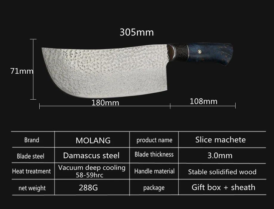 Профессиональный нож для шеф-повара MOLANG 7 дюймов, кухонный нож для мяса из дамасской стали, высококачественный кованый ручной нож для тонкой нарезки