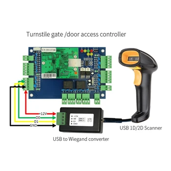 USB-WG Wiegand 26 converter Wiegand 34 converter connect with barcode scanner wiegand access controller USB HID-USB QR code 1