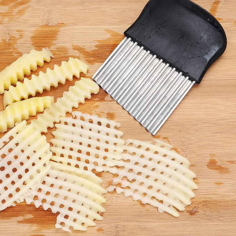 Potato Cutter Chips Stainless Steel French Fries Cutter Knife Kitchen Making Peeler Cut Vegetable Crinkle Wavy Slicer Knive Tool