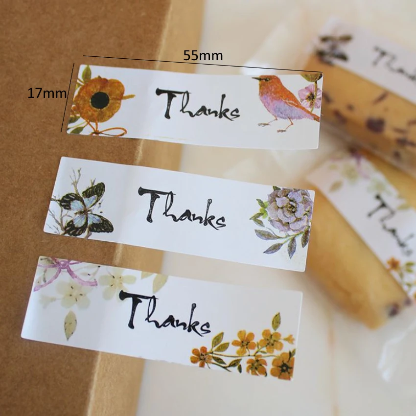 

180pcs/lot 'Thanks' Rectangle Paper Seal Sticker Self-adhesive Decoration Sticker Gifts Package Labels For Baking Products
