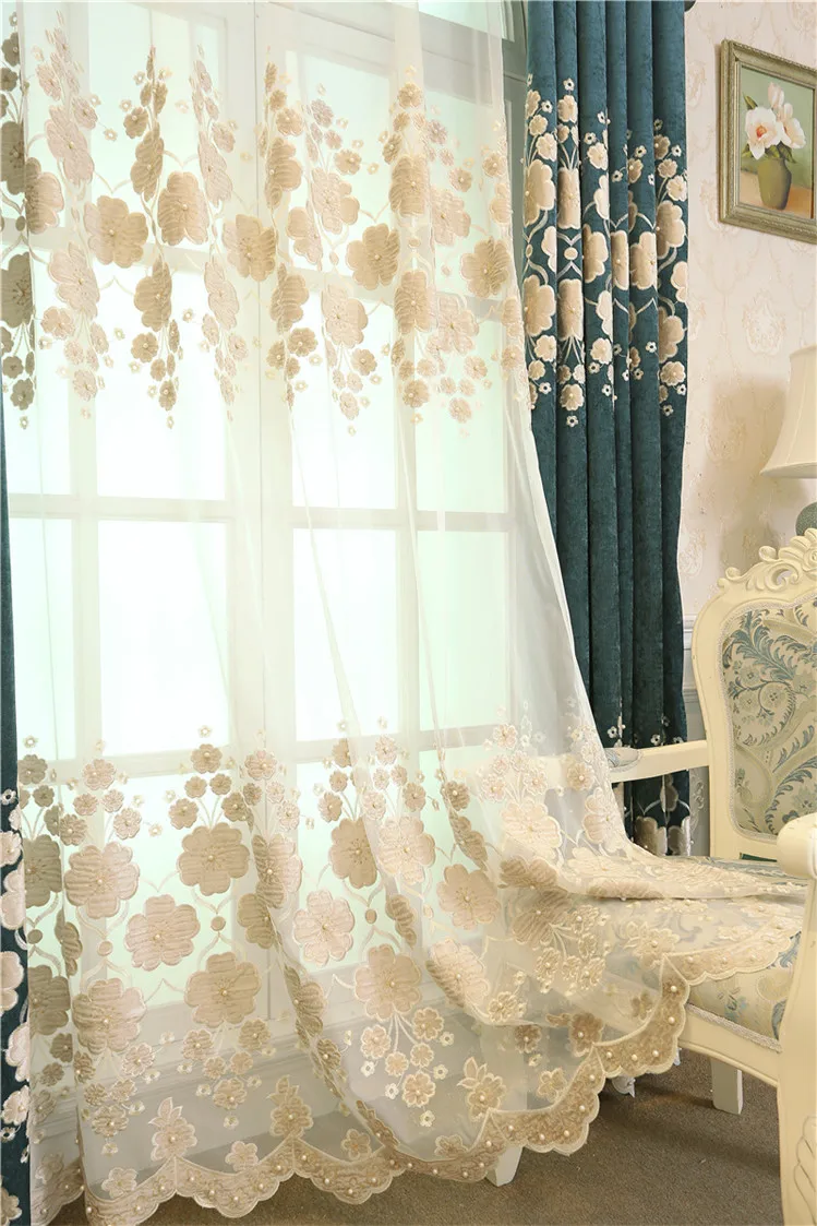 Европейская шенилловая занавеска s для гостиной, роскошная вышитая бисером занавеска, оконная панель, тканевая занавеска для спальни, высокое затенение