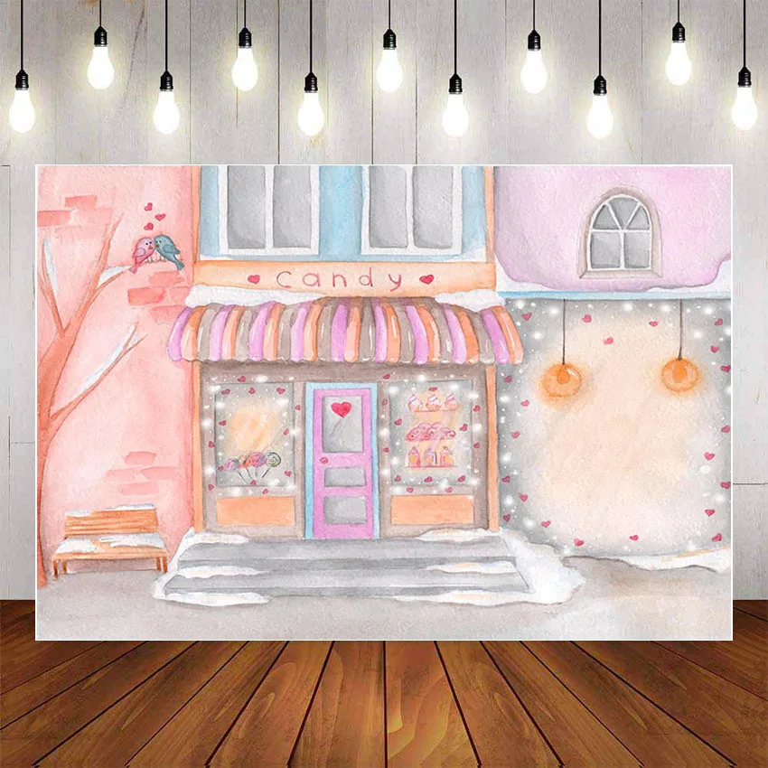 Mehofond Photography Background Newborn Pink Candy Bar Ice Cream Parlor Sweet Shop Birthday Baby Shower Backdrop Photo Studio |