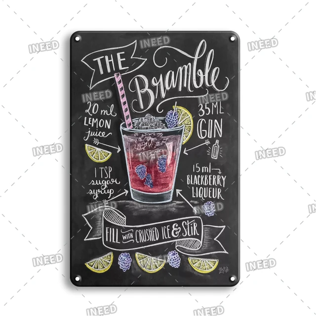 INEED Vintage Metal Tin Sign Decorations Gin & Tonic Cocktail Plate Decorative Poster Plaque Retro Bar Kitchen Home Wall Decor 10553