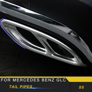 

For Mercedes Benz GLC 2016-2019 Car Styling Exhaust Tail Pipes Cover Frame Trim Sticker Chrome Exterior Accessories