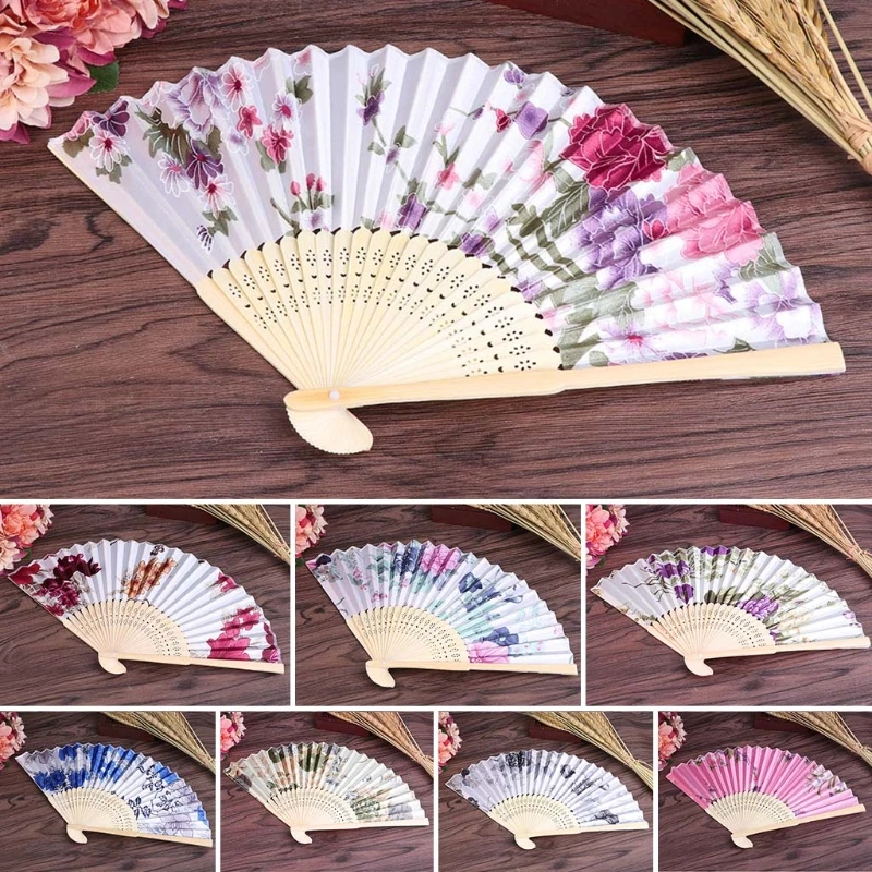 Colorful Chinese Bamboo Folding Hand Fan Flower Floral Wedding Dance Party Decor Au08 19 Dropship