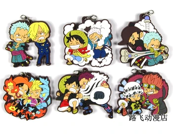 

New Arrival One Piece Luffy Ace Nami Sabo Boa Hancock Zoro Chopper Trafalgar Law Japanese Anime rubber keychain strap D165