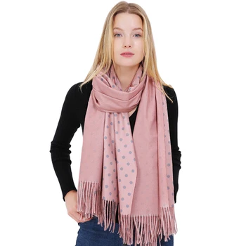 

SH015 New Fashion Women Scarf Ladies Dot Print Long Tassels Wool Scarf Female Thick Warm Winter Scarf Pashmina Women Shawls Wrap