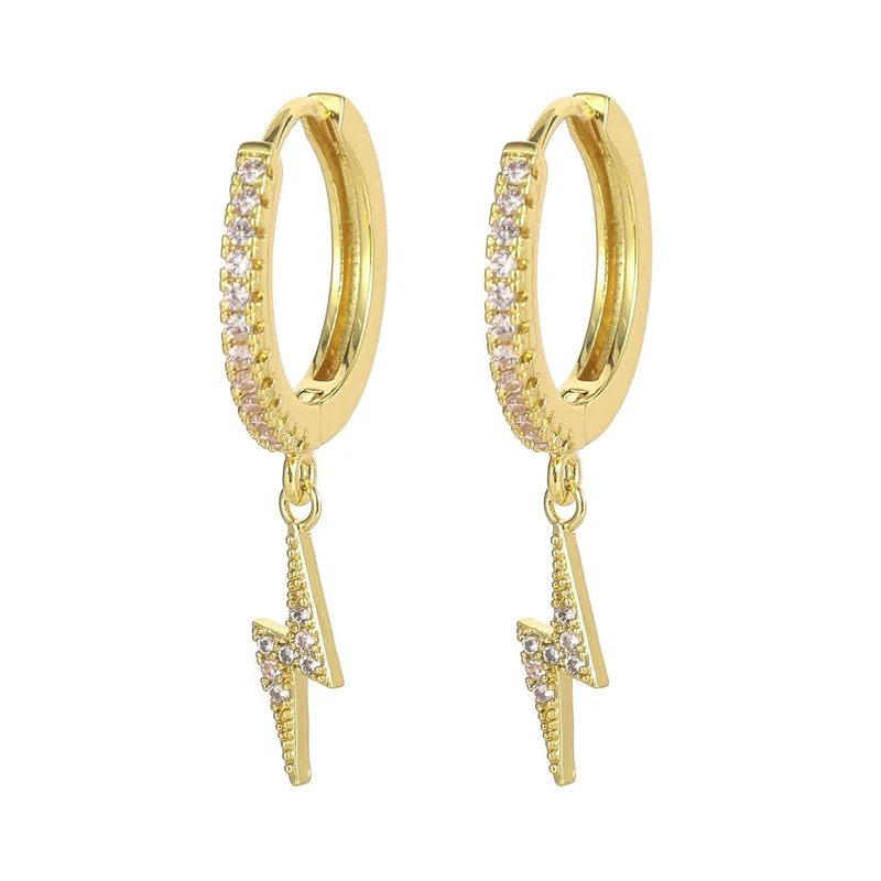 Fashion cubic zircon Star Lighting Earrings gold and silver color hoop Earrings For Women Wedding Jewelry 2020