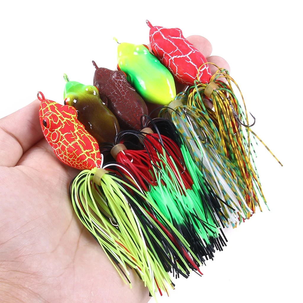 9.8g 11cm Artificial Frog Bait Soft Fishing Lures with Skirts Topwater Frog Baits Crankbait for bass, pike, snakehead, Salmon