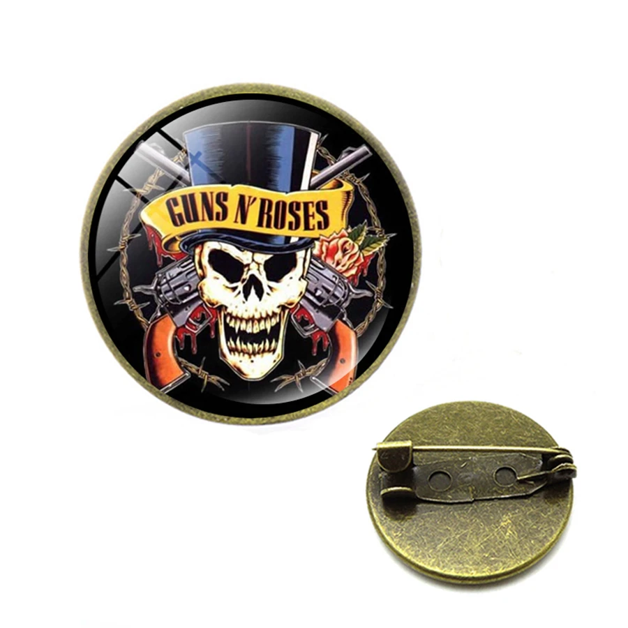 Guns N Roses нагрудные булавки броши стимпанк стекло купол рок-н-ролл Группа Броши