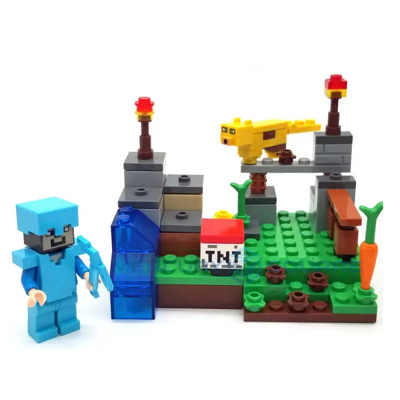 Waterfall Garden 4IN1 Set Building Blocks With Steve & Alex Action Figures Compatible My World Bricks Set Gifts Toys Waterfall Garden 4IN1 Set Building Blocks With Steve & Alex Action Figures Compatible My World Bricks Set Gifts Toys