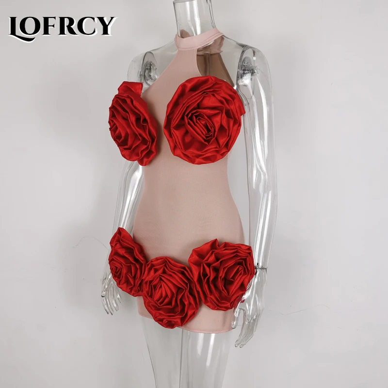 Lofrcy мини-платье без рукавов с высокой горловиной уникальное увеличенное