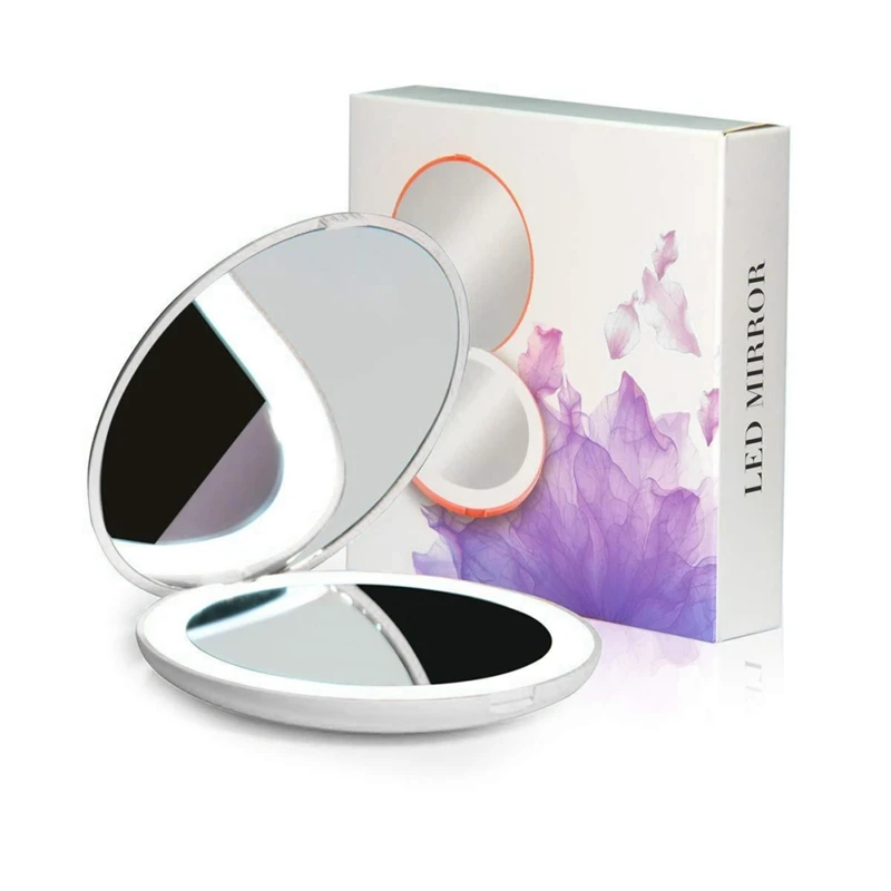 

Portable Makeup Mirror LED Light Flexible Vanity Mirror Light 2X Magnifying Mirror Portable Illuminated Mirror Mirror Led