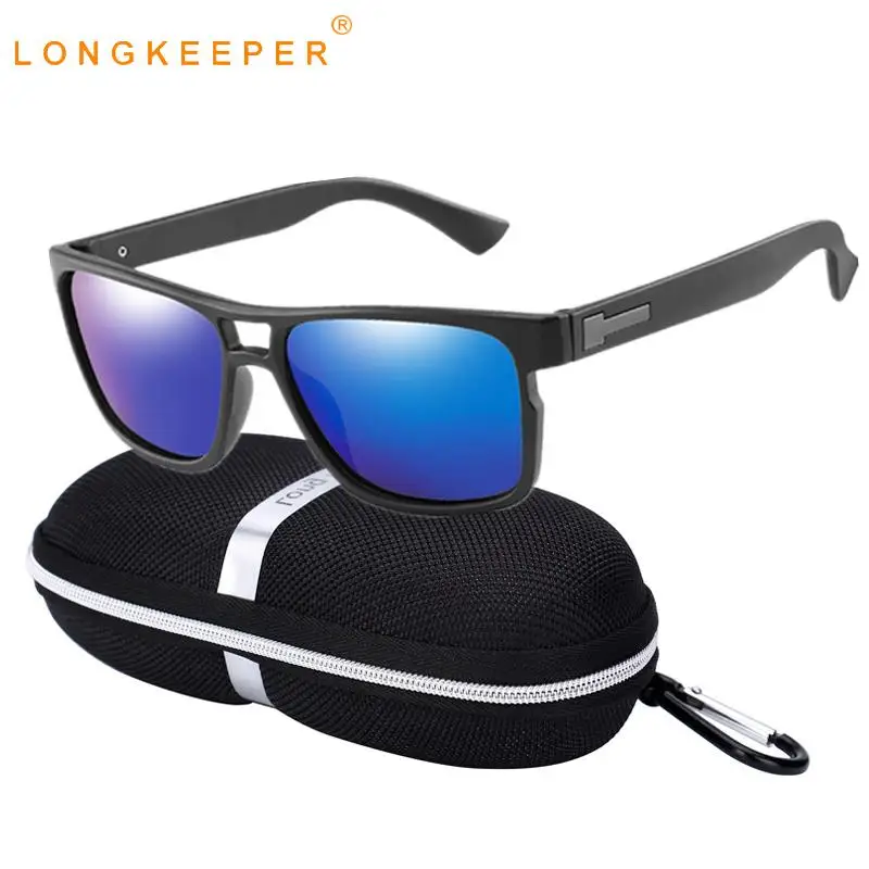 LongKeeper фирменные поляризационные женские солнцезащитные очки с Чехол новые Квадратные Солнцезащитные очки Для мужчин Для женщин зеркало водительские очки UV400 Gafas подарочный набор