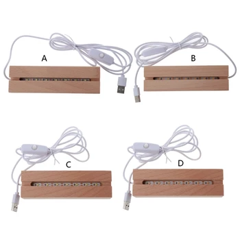 

Rectangle LED Lights Display Base Wooden Lighted Base Stand Lasers Crystal Glass Night Lighted Base Resin Art Ornament