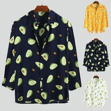 Мужские забавные принтованные дышащие рубашки с отложным воротником и длинным рукавом, повседневные хлопковые рубашки с длинным рукавом, рубашки для путешествий