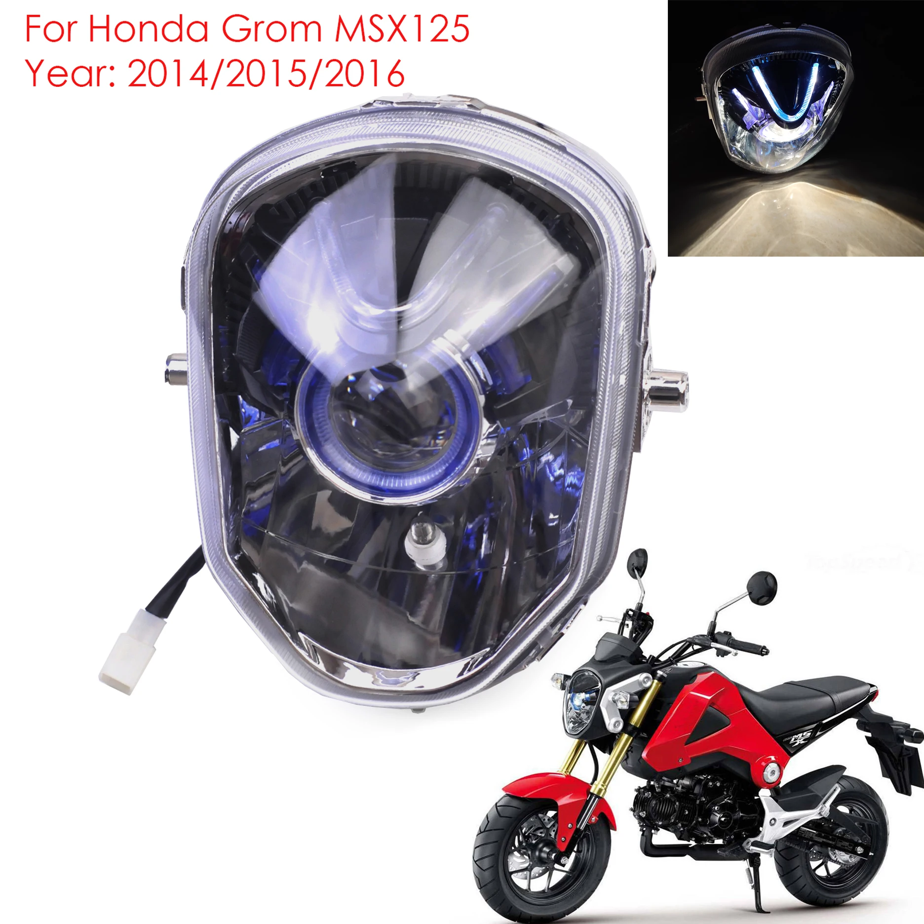 

GROM DLR LED Halogen Headlight Waterproof Front Fork Light Lamp Motorcycle Monkey for Honda 125 MSX125 MSX125SF 2014 2015 2016