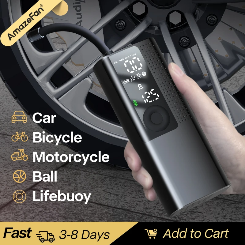 Car Electrical Air Pump Mini Portable Wireless Tire Inflatable Pump Inflator Air Compressor Pump for Car Motorcycle Bicycle ball