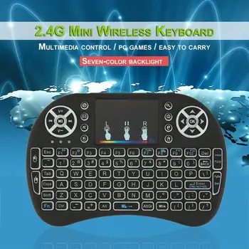 

I8 Mini Backlit 2.4g Wireless Keyboard with Iithium Battery or Android TV Box Colourful LED Backlight Rechargable