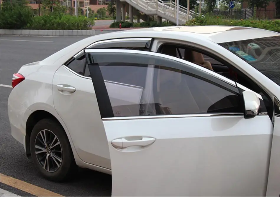 

4pcs Chrome Window Visor Deflector Sun Rain Shield For Toyota corolla 2014 2015 2016 2017 2018