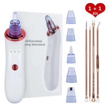 

Microdermabrasion Blackhead Remover+4Pcs Acne Needle Extractor Face Skin Vacuum T Zone Pore Cleaner Suction Pimple Removal Tools