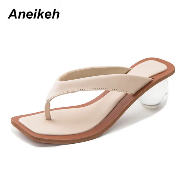 Apricot Aneikeh/босоножки из искусственной кожи на высоком каблуке; летние модные женские туфли-лодочки без задника с квадратным носком; модельные туфли-лодочки; размеры 42-43 - Цвет: Apricot