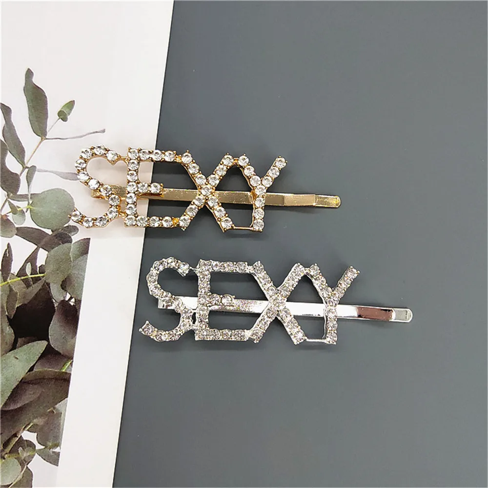 2PCS Shining SWEET LOVE SEXY Letter Hairpins Diamond Barrette Hair Clips For Girls Styling Tool Hairgrip Women Hair Accessories (3)