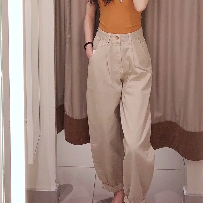 

Denim Pants Women High Waist Harem Pant 2019 Loose Jeans Plus Size Khaki Trousers Female Autumn Casual Streetwear Ladies Jean