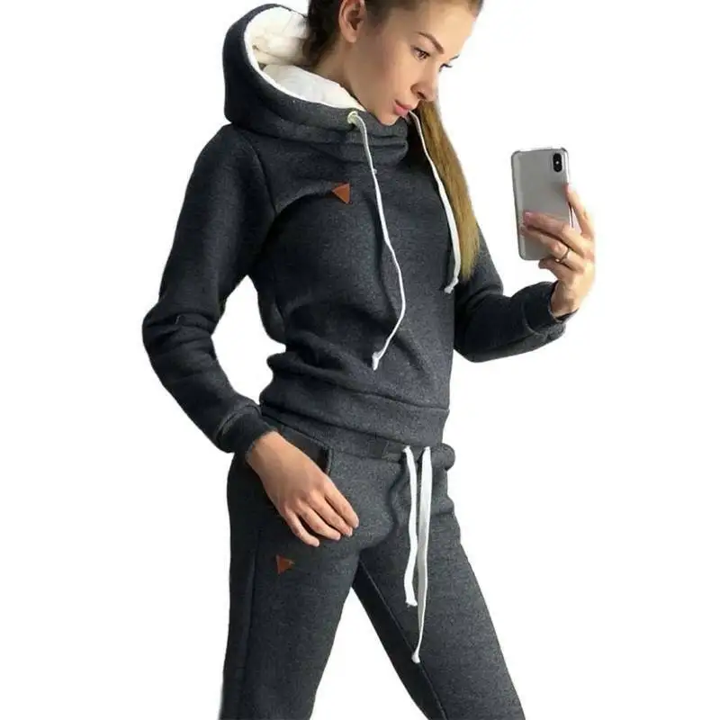 Raisevern New Women's Autumn And Winter Explosion Models New Fleece Fashion Casual Sports Suit Sweater Plus Size S-3XL