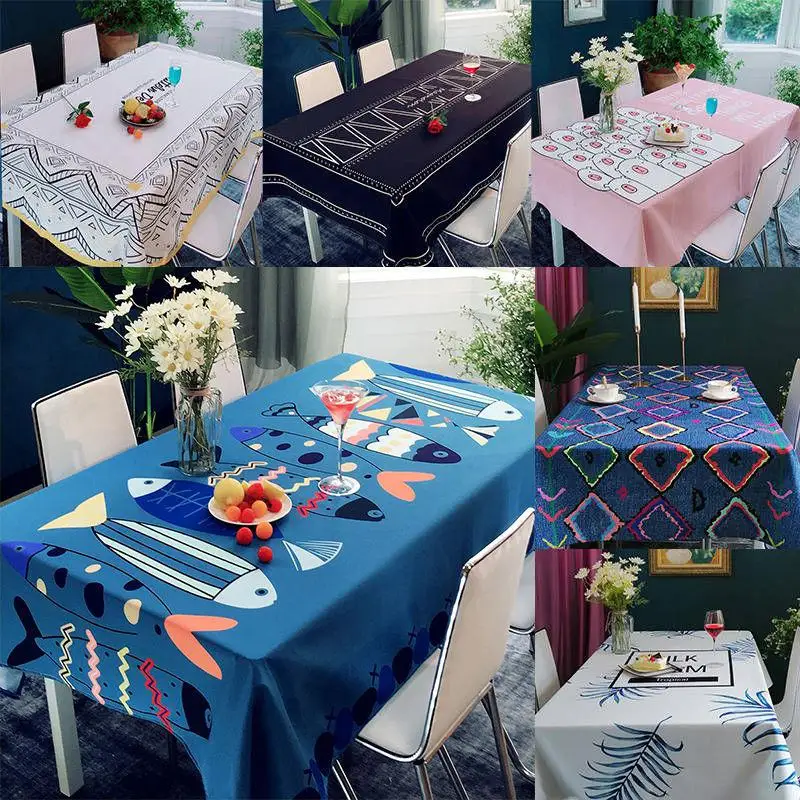 

Polyester Cotton Modern Pastoral Coffee Tablecloth Cartoon Cute Table Cover Picnic Outdoor Table Cloth Rectangular 140x200cm