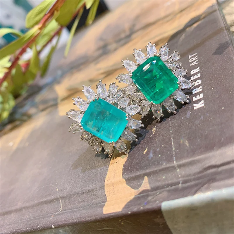 Qtt Brillante Splendido Anello Nuziale Paraiba Lab Smeraldo Tormalina Pietra Pietra Anello Da Dito Gioielli Da Sposa Color Argento
