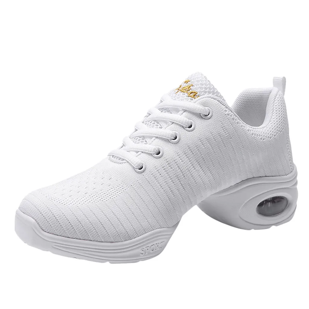 Женская дышащая обувь в стиле хип-хоп с мягкой подошвой; спортивные кроссовки для танцев; цвет белый, черный; Современная танцевальная обувь для девочек; обувь для тренировок; Sh# g4