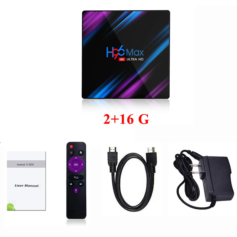 2G 16G CRENOVA H96 MAX Android tv Box 9,0 RK3318 4 Гб ram 64 Гб 2,4G/5G WiFi H.265 4 K HDR Netflix Google Play set top box медиаплеер - Цвет: 2G 16G