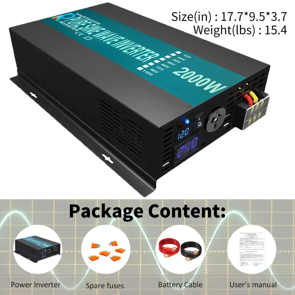 Tutte Le Spine 2500W Inverter A Onda Sinusoidale Pura 12V 24V 36V 48V Dc A Ac 220V Sistema Off-Grid Personalizzabile Inverter Di Energia Solare