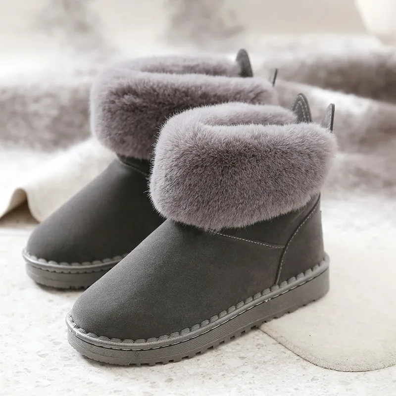 Moipheng/женские зимние ботинки; коллекция года; Botas Mujer; теплые плюшевые ботильоны для женщин; меховые ботинки без шнуровки; зимние ботинки; женская зимняя обувь - Цвет: Gray