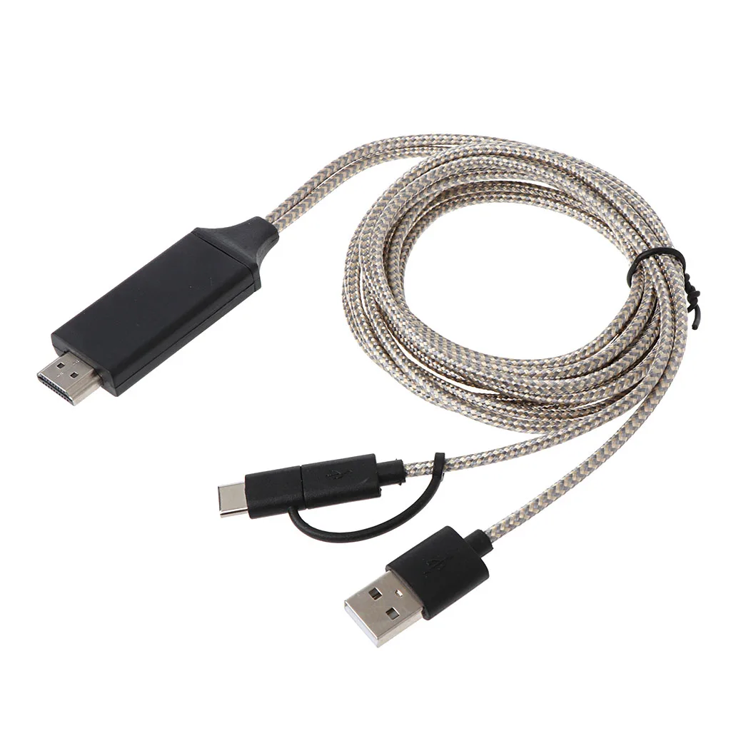 1 шт. Micro usb type C 2 в 1 HDMI видео с высокой чёткостью экран зеркалирование кабель для Android телефон Аксессуары HDTV