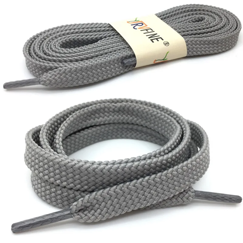 05 Light Gray YJRVFINE/брендовые высококачественные шнурки из полиэстера на плоской подошве для мужчин и женщин; повседневная обувь; цветные шнурки для обуви; 1 пара; - Цвет: 05 Light Gray