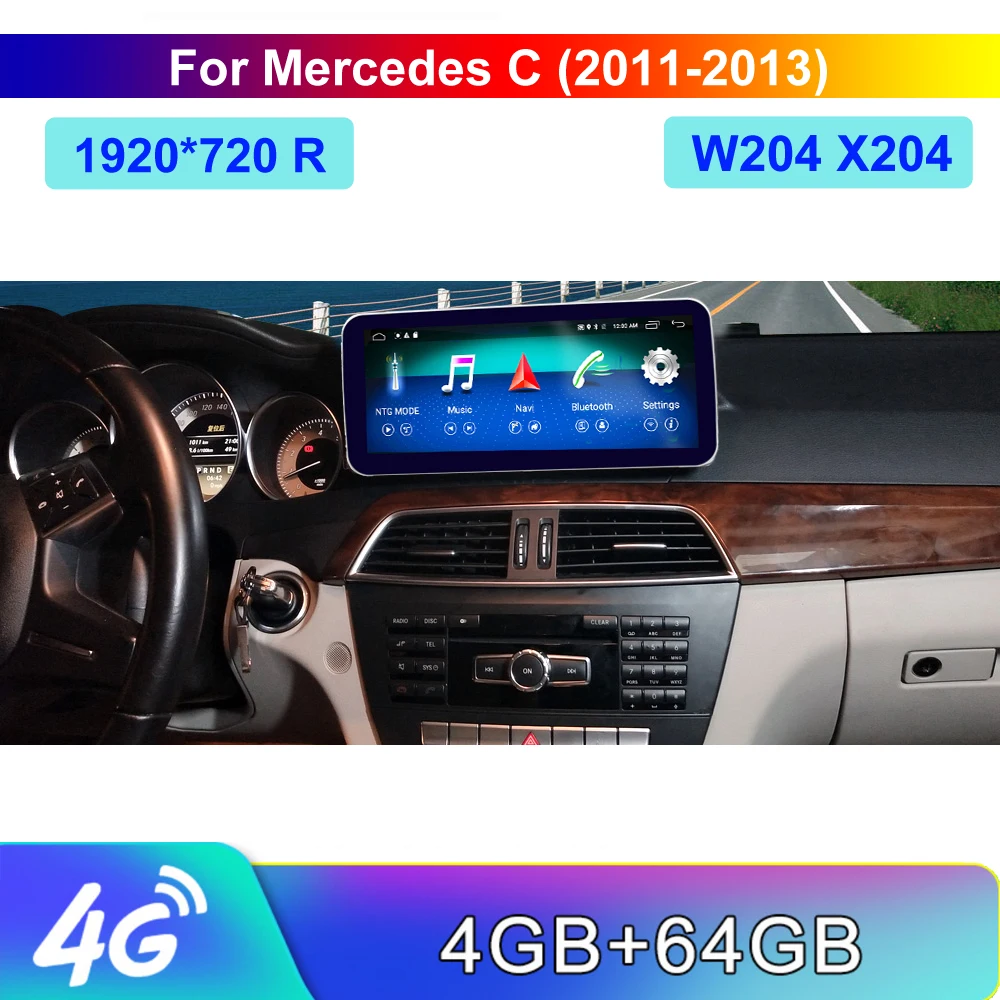 10 25 'Android 4 + 64G сенсорный экран плеер стерео дисплей навигация GPS для Benz C CLass 2011 2013