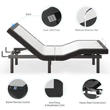 Furgle – Base de lit réglable pour SPA, pour matelas, tête et pied inclinés, avec Ports de chargement USB, pour chambre à coucher