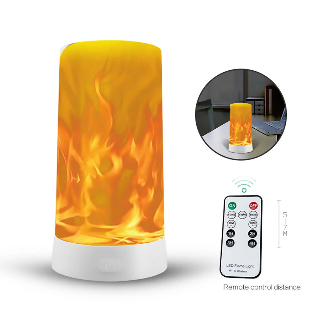 

LED Flame Effect Lamp USB Portable Remote Control Night Light Emulation Fire Flickering Lamp Atmosphere Decoration Night Lights