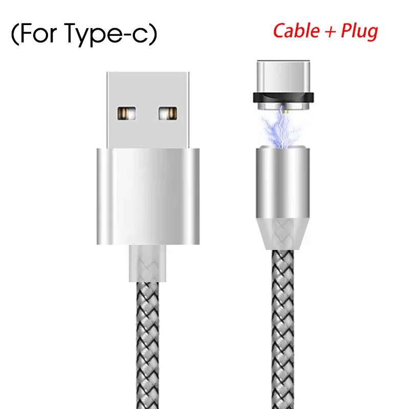 For Type C White 1 м 2 м Магнитный кабель Micro usb type C Быстрая зарядка Micro usb type-C Магнитный зарядный провод USB C для huawei P30 P20 Pro USB кабель - Цвет: For Type C White