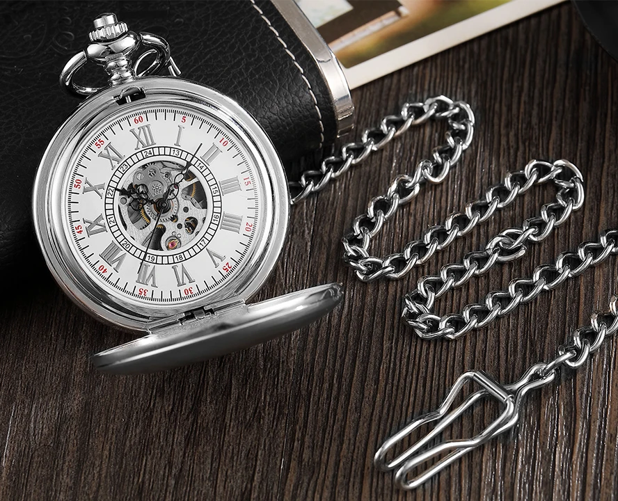 mecânico esqueleto pingente corrente fob reloj para