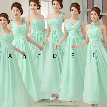 

Mint Chiffon A Line Bohemian Bridesmaid Dress 2020 Mixed Style Long Wedding Party Dresses