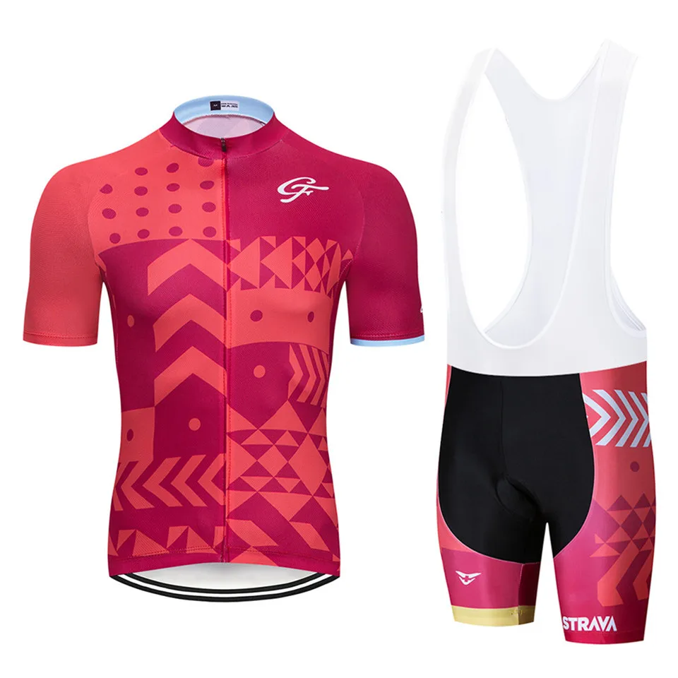 STRAVA Велоспорт Джерси Набор велосипед нагрудник шорты дышащие летние быстросохнущие мотобайк, велосипед, велотренажер одежда - Цвет: 1